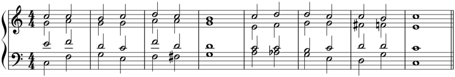 ト音譜表　へ音譜表　大譜表　声部　パート　ソプラノ　アルト　テノール　バス　和声法　音楽理論